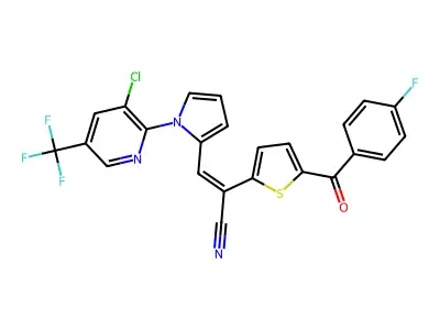 3-[1-[3-chloro-5-(trifluoromethyl)pyridin-2-yl]pyrrol-2-yl]-2-[5-(4-fluorobenzoyl)thiophen-2-yl]prop-2-enenitrile structure