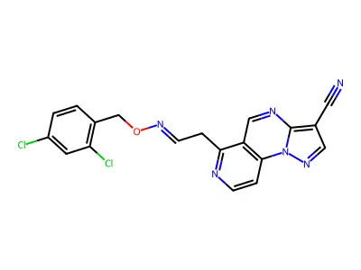6-(2-{[(2,4-dichlorobenzyl)oxy]imino}ethyl)pyrazolo[1,5-a]pyrido[3,4-e]pyrimidine-3-carbonitrile structure