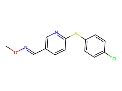 1-[6-(4-chlorophenyl)sulfanyl-3-pyridinyl]-N-methoxymethanimine structure