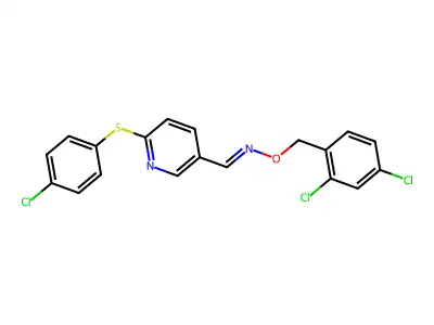 1-[6-(4-chlorophenyl)sulfanylpyridin-3-yl]-N-[(2,4-dichlorophenyl)methoxy]methanimine structure