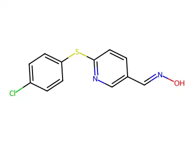 N-[[6-(4-chlorophenyl)sulfanyl-3-pyridinyl]methylidene]hydroxylamine structure