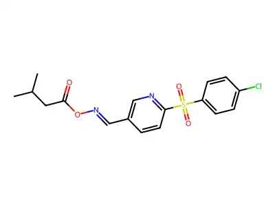 [[6-(4-Chlorophenyl)sulfonyl-3-pyridinyl]methylideneamino] 3-methylbutanoate structure