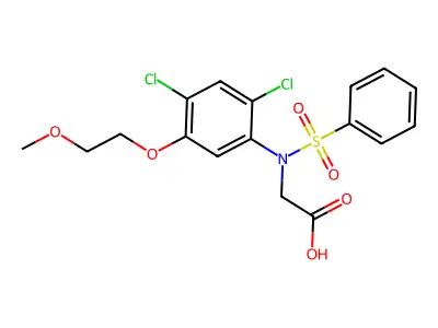 2-[2,4-Dichloro-5-(2-methoxyethoxy)(phenylsulfonyl)anilino]acetic acid structure