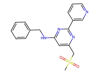 N-benzyl-6-[(methylsulfonyl)methyl]-2-(3-pyridinyl)-4-pyrimidinamine structure