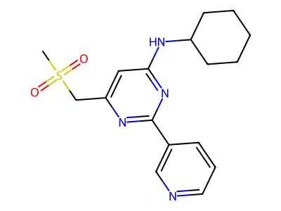 N-cyclohexyl-6-[(methylsulfonyl)methyl]-2-(3-pyridinyl)-4-pyrimidinamine structure