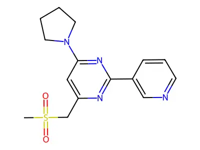 Methyl [2-(3-pyridinyl)-6-(1-pyrrolidinyl)-4-pyrimidinyl]methyl sulfone structure