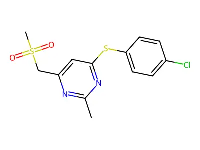 4-(4-Chlorophenyl)sulfanyl-2-methyl-6-(methylsulfonylmethyl)pyrimidine structure