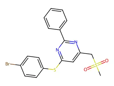 4-(4-Bromophenyl)sulfanyl-6-(methylsulfonylmethyl)-2-phenylpyrimidine structure