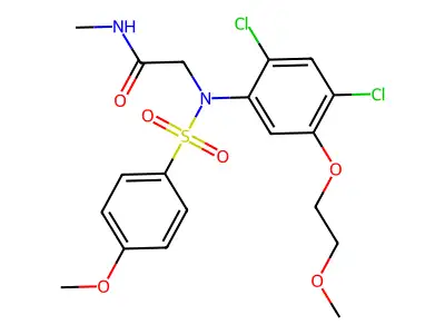 2-{2,4-dichloro-5-(2-methoxyethoxy)[(4-methoxyphenyl)sulfonyl]anilino}-N-methylacetamide structure