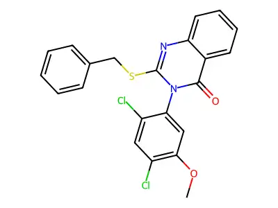 2-(benzylsulfanyl)-3-(2,4-dichloro-5-methoxyphenyl)-4(3H)-quinazolinone structure