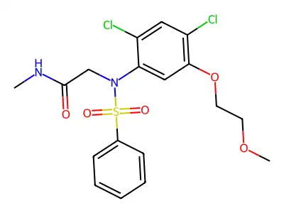 2-[2,4-dichloro-5-(2-methoxyethoxy)(phenylsulfonyl)anilino]-N-methylacetamide structure