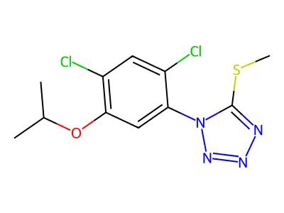 1-(2,4-dichloro-5-isopropoxyphenyl)-5-(methylsulfanyl)-1H-1,2,3,4-tetraazole structure