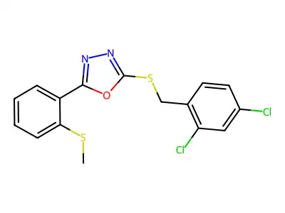 2-[(2,4-Dichlorobenzyl)sulfanyl]-5-[2-(methylsulfanyl)phenyl]-1,3,4-oxadiazole structure