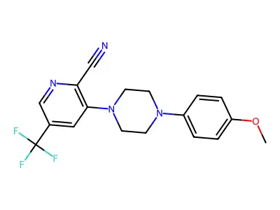 3-[4-(4-Methoxyphenyl)piperazin-1-yl]-5-(trifluoromethyl)pyridine-2-carbonitrile structure