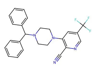 3-(4-Benzhydrylpiperazino)-5-(trifluoromethyl)-2-pyridinecarbonitrile structure