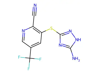 3-[(3-amino-1H-1,2,4-triazol-5-yl)sulfanyl]-5-(trifluoromethyl)-2-pyridinecarbonitrile structure