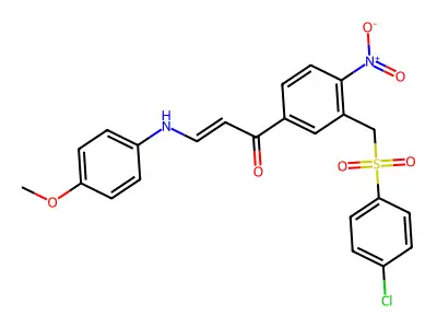 1-[3-[(4-chlorophenyl)sulfonylmethyl]-4-nitrophenyl]-3-(4-methoxyanilino)prop-2-en-1-one structure