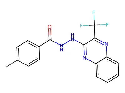 4-methyl-N'-[3-(trifluoromethyl)-2-quinoxalinyl]benzenecarbohydrazide structure