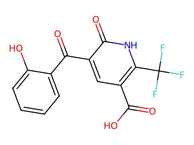 6-Hydroxy-5-(2-hydroxybenzoyl)-2-(trifluoromethyl)nicotinic acid structure