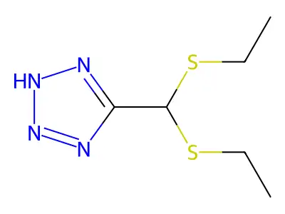 ethyl (ethylsulfanyl)(2H-1,2,3,4-tetraazol-5-yl)methyl sulfide structure
