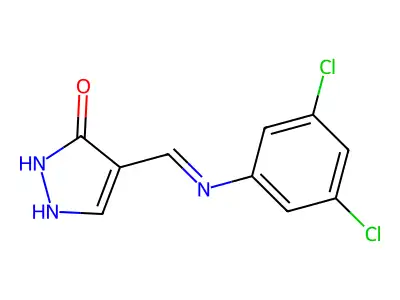 4-[(3,5-dichloroanilino)methylene]-2,4-dihydro-3H-pyrazol-3-one structure