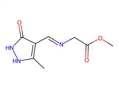 methyl 2-{[(3-methyl-5-oxo-1,5-dihydro-4H-pyrazol-4-yliden)methyl]amino}acetate structure