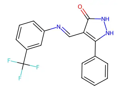 5-phenyl-4-{[3-(trifluoromethyl)anilino]methylene}-2,4-dihydro-3H-pyrazol-3-one structure