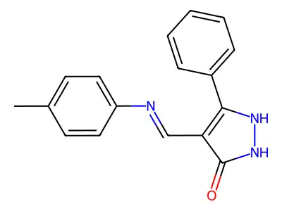 5-phenyl-4-(4-toluidinomethylene)-2,4-dihydro-3H-pyrazol-3-one structure