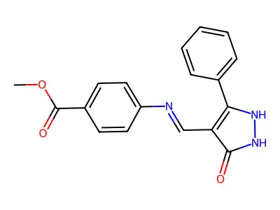 methyl 4-{[(5-oxo-3-phenyl-1,5-dihydro-4H-pyrazol-4-yliden)methyl]amino}benzenecarboxylate structure