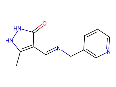 5-methyl-4-{[(3-pyridinylmethyl)amino]methylene}-2,4-dihydro-3H-pyrazol-3-one structure