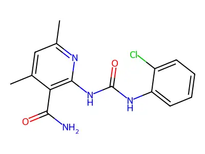2-{[(2-Chloroanilino)carbonyl]amino}-4,6-dimethylnicotinamide structure