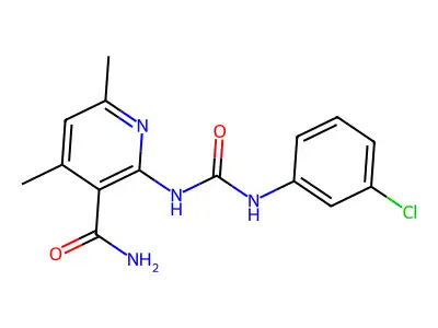 2-{[(3-Chloroanilino)carbonyl]amino}-4,6-dimethylnicotinamide structure