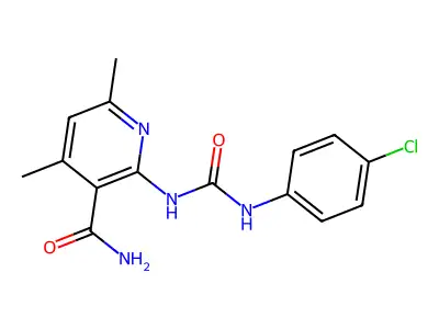 2-{[(4-Chloroanilino)carbonyl]amino}-4,6-dimethylnicotinamide structure