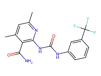4,6-Dimethyl-2-({[3-(trifluoromethyl)anilino]carbonyl}amino)nicotinamide structure