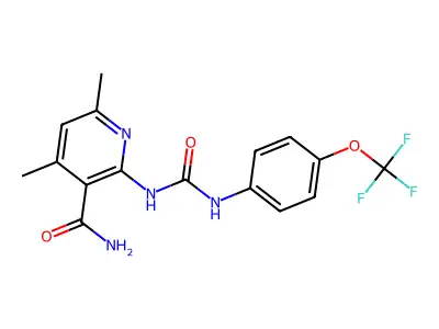 4,6-Dimethyl-2-({[4-(trifluoromethoxy)anilino]carbonyl}amino)nicotinamide structure