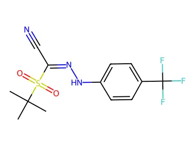 2-(Tert-butylsulfonyl)-2-{2-[4-(trifluoromethyl)phenyl]hydrazono}acetonitrile structure