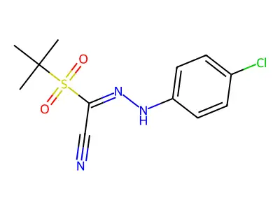 1-tert-butylsulfonyl-N-(4-chloroanilino)methanimidoyl cyanide structure