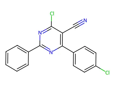 4-Chloro-6-(4-chlorophenyl)-2-phenyl-5-pyrimidinecarbonitrile structure