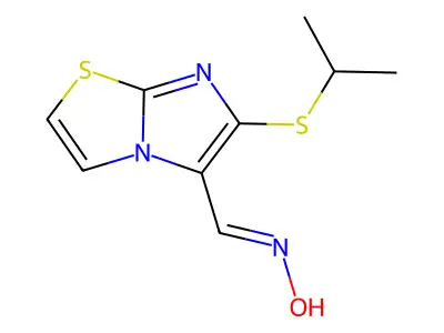 6-(isopropylsulfanyl)imidazo[2,1-b][1,3]thiazole-5-carbaldehyde oxime structure