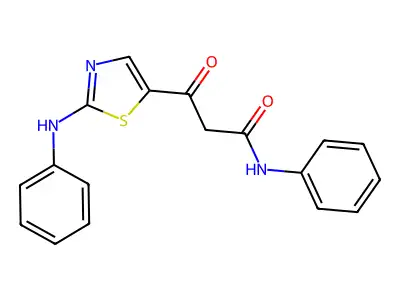 beta-Oxo-N-phenyl-2-(phenylamino)-5-thiazolepropanamide structure