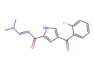 N-(dimethylaminomethylidene)-4-(2-fluorobenzoyl)-1H-pyrrole-2-carboxamide structure