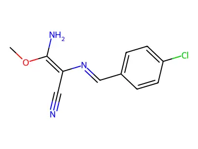 3-Amino-2-[(4-chlorophenyl)methylideneamino]-3-methoxyprop-2-enenitrile structure