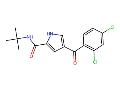 N-tert-butyl-4-(2,4-dichlorobenzoyl)-1H-pyrrole-2-carboxamide structure
