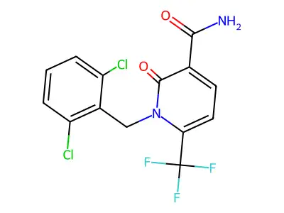 1-(2,6-dichlorobenzyl)-2-oxo-6-(trifluoromethyl)-1,2-dihydro-3-pyridinecarboxamide structure