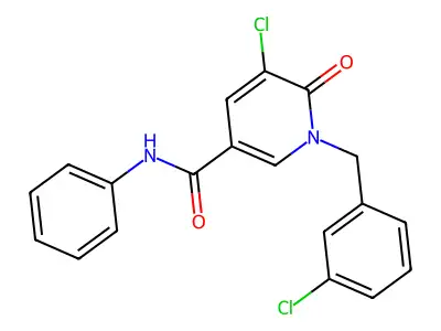 5-chloro-1-[(3-chlorophenyl)methyl]-6-oxo-N-phenylpyridine-3-carboxamide structure