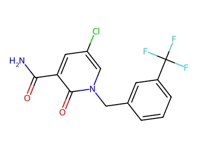 5-Chloro-2-oxo-1-[[3-(trifluoromethyl)phenyl]methyl]pyridine-3-carboxamide structure
