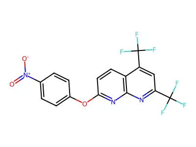 7-(4-Nitrophenoxy)-2,4-bis(trifluoromethyl)-1,8-naphthyridine structure