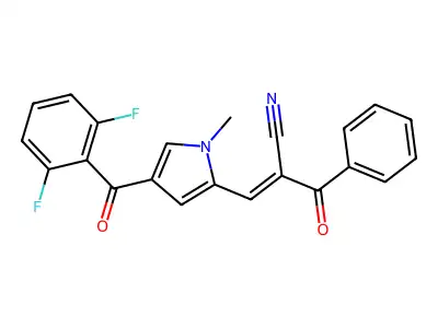 2-Benzoyl-3-[4-(2,6-difluorobenzoyl)-1-methylpyrrol-2-yl]prop-2-enenitrile structure