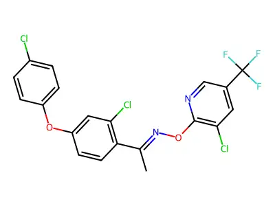 1-[2-chloro-4-(4-chlorophenoxy)phenyl]-1-ethanone O-[3-chloro-5-(trifluoromethyl)-2-pyridinyl]oxime structure