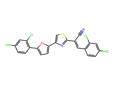 3-(2,4-dichlorophenyl)-2-[4-[5-(2,4-dichlorophenyl)-2-furyl]-1,3-thiazol-2-yl]prop-2-enenitrile structure